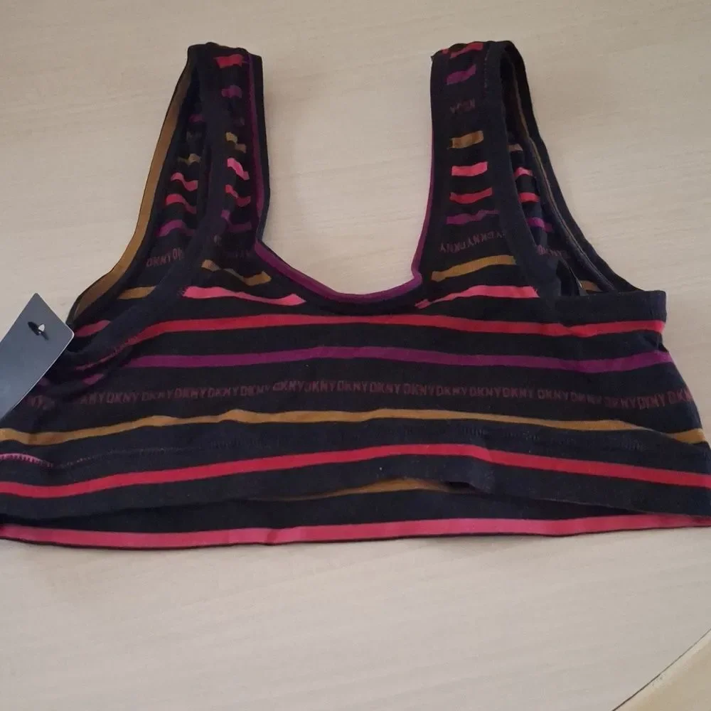 DKNY Women's Modal Bralette Small Logo Stripe Black Size Small